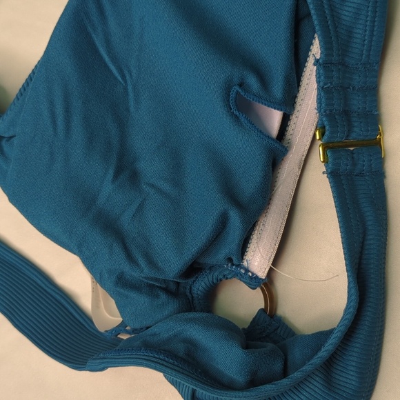 2/$25-Quintsoul Ribbed Highrise Bikini Blue with Acrylic Circle Accents NWT - Picture 6 of 12